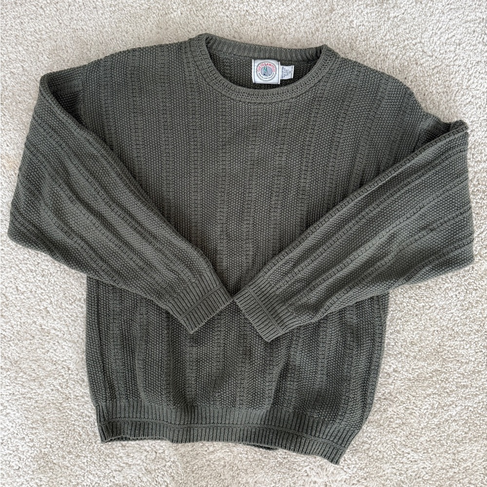 Vintage Cape Isle Knitters Green Cotton Sweater Medium